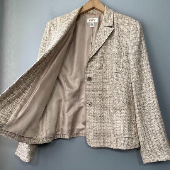 Talbots Size 12 Beige Linen Tweed Jacket Blazer Minimalist Office Old Money - Picture 4 of 13